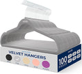 SereneLife 100-Pack Premium Velvet Hangers – Ultra-Thin, Non-Slip & Heavy-Duty Clothes Hangers with 360° Swivel Hooks – Space-Saving Velvet Coat Hanger Set for Shirts, Suits, Dresses & Jackets (Gray)