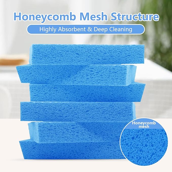 Cellulose Sponges, Large Size 4" x 6" x 1" - Heavy Duty Scrub Kitchen Sponge, Clean Tough Messes Without Scratching Kitchen Cleaning Pads, Pop Up Eco DIY (6 Pack), Blue