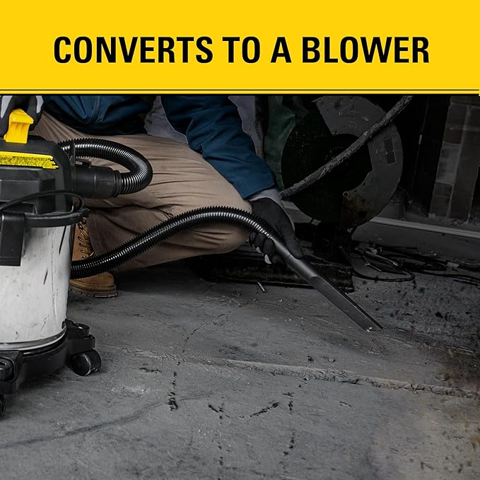 STANLEY 4 Gallon Wet Dry Vacuum, 4 Peak HP Stainless Steel 3 in 1 Shop Vacuum Blower with Powerful Suction, Vacuum for Job Site, Garage, Basement, Workshop, Top Handle, Portable Wet Dry Vac SL18301-4B