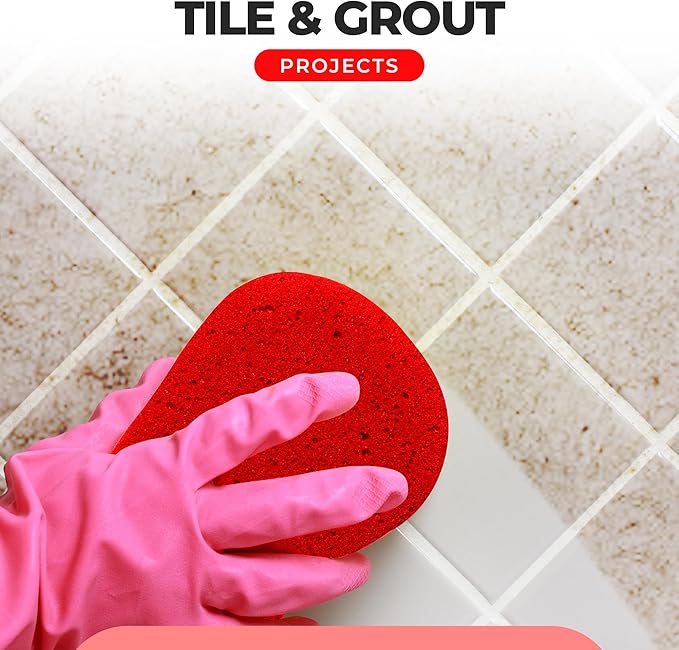Multi-Purpose Sponges for Cleaning - Red 10 Pack, Large Sponges for Car Washing, Tile & Grout, Bulk Pack Sponge