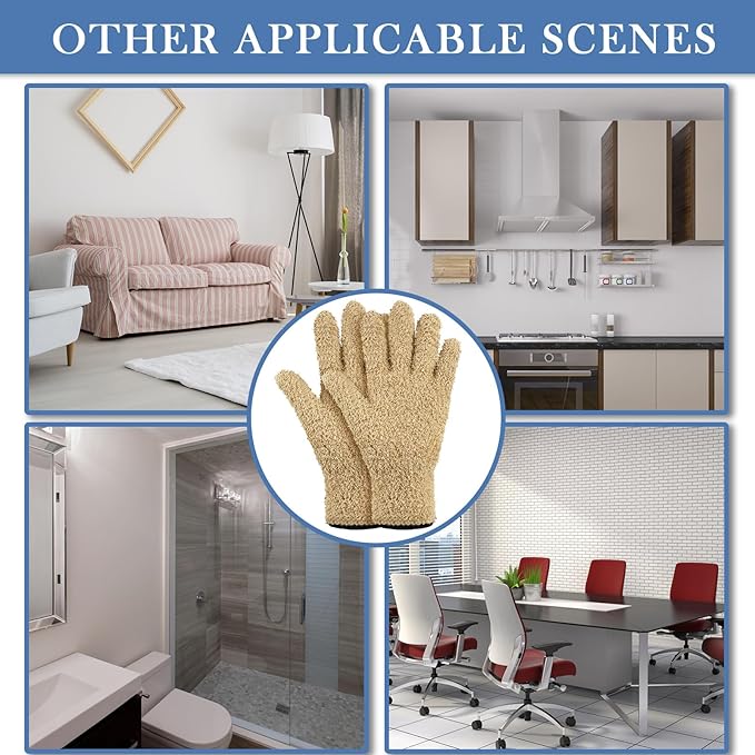 Geyoga 12 Pairs Microfiber Dusting Gloves Household Dusting Cleaning Glove Washable Plant Dusting Mittens