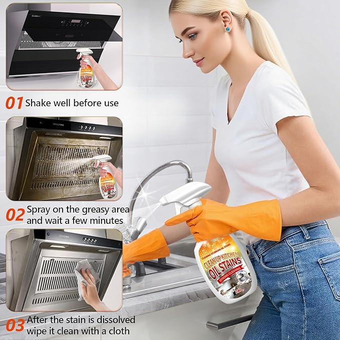 Heavy Duty Degreaser, 2025 New Kitchen Cleaner, Multipurpose Oil Stain Remover,All-Purpose Kitchen Pots and Pan Cleaner for Appliances Countertops Range Hoods