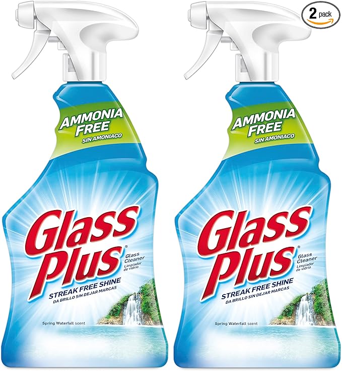 Glass Plus Glass Cleaner, 32 fl oz Bottle, Multi-Surface Glass Cleaner (Pack of 2)