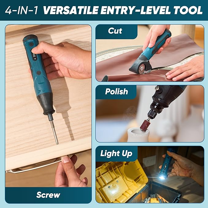 Saker 65-in-1 Mini Electric Screwdriver Set, DIY Tool Kit with 4V Cardboard Cutter & Rotary Tool, 2.5N.M, 2000mAh Battery, USB-C Charging, Ideal Tool for DIY Tasks and Light-Duty Home Repairs