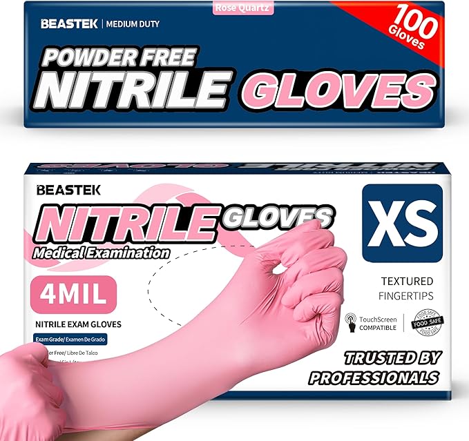 Beastek Nitrile Disposable Exam Gloves, 4Mil 100 Ct Powder-Free Latex-Free Food-Safe for Cooking Medical Esthetician, Orchid