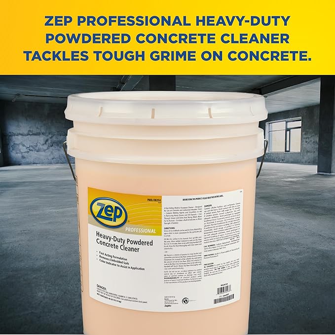 Zep Professional Heavy-Duty Powdered Concrete Cleaner, 40Lb. Bucket, Biodegradable, Dissolves Quickly and Removes Tough, Embedded Soils (R02934), Orange