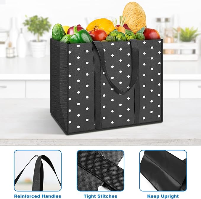 Fab totes 14 Pack Reusable Grocery Bags 35L Large Capacity Waterproof Tote Bags for Shopping and Picnic with Sturdy Handles