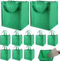 NERUB Set of 10 Reusable Grocery Bags Heavy Duty Shopping Bags Large Grocery Totes with Reinforced Bottom Super Sturdy Handles, Green