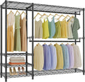 VIPEK V2 Plus Heavy Duty Clothes Rack, Portable Metal Clothing Racks with 4 Tiers Adjustable Wire Shelving & 3 Hanging Rods, Freestanding Closet Rack, Max Load 886LBS, Black