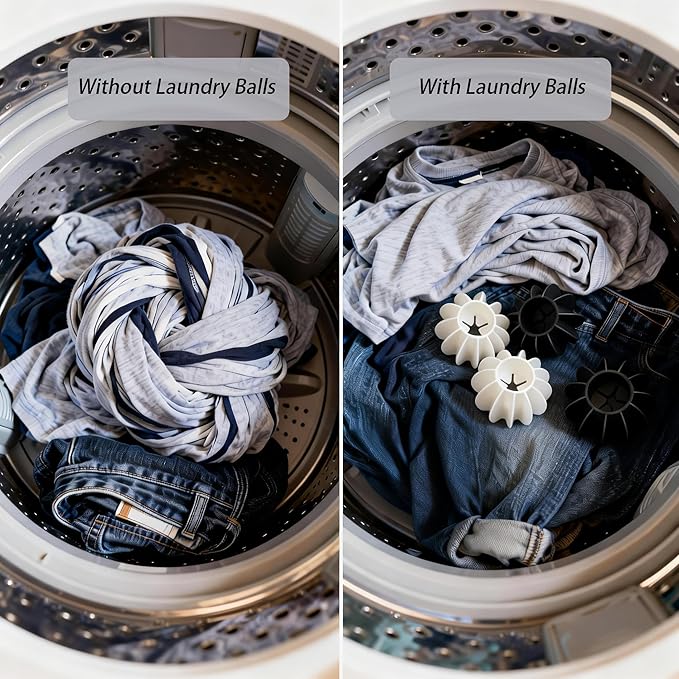 10 Pack Reusable Laundry Balls for Washing Machine, Small Dryer Balls to Prevent Clothing Entanglement & Adhesion, Anti-Static Fabric Softener, Reduces Wrinkles, Protects Clothes(1.6x1.6x0.8 in)