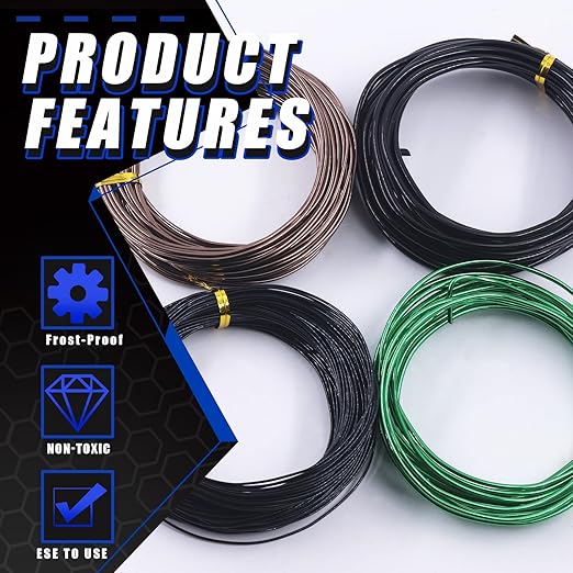 Glarks 4 Rolls Bonsai Wires Kit, 2mm 3mm 1mm 1.5mm Aluminum Bonsai Training Wire Tree Branches with Wire Cutter, 164 Feet Anodized Aluminum Set for Holding Bonsai Branches Small Trunks