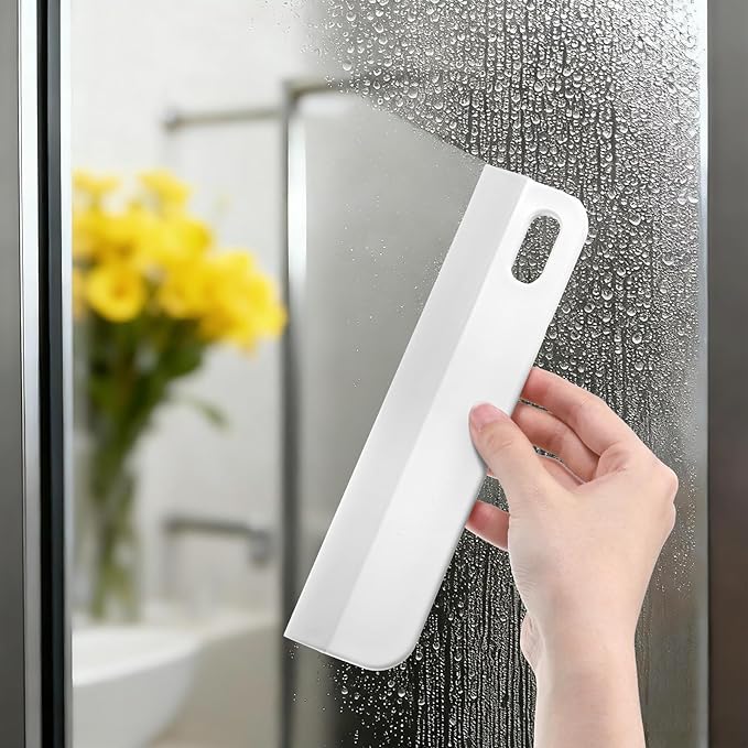 8.6" Bathroom Squeegee Kitchen Countertop Squeegee for Shower Small Silicone Squeegees for Glass Doors Window Cleaning Scraper for Mirror Sink Counter Bathroom, White Grey
