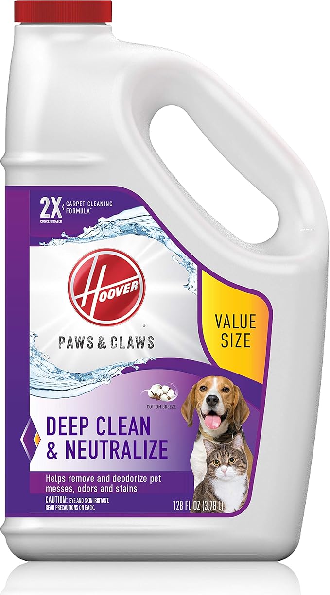 Hoover Smartwash Automatic Carpet Cleaner, FH52000G, Turquoise and Paws & Claws Solution Bundle, Deep Cleaning Shampoo with Pet Spot and Stain Remover pretreat Formula, AH30933, White, 128 Fl Oz