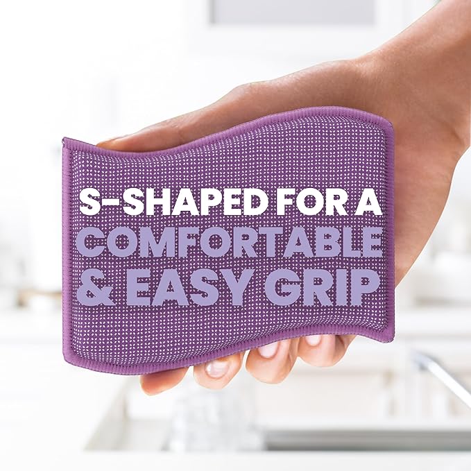 Scotch-Brite Dobie Stay Clean Scrubbers, Non-Scratch Dual-Sided Dish Sponges with Absorbent Cloth Side, Odor Resistant Scrubbing Pads for Dishes and Household Cleaning, 8-Pack