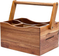Utensil Caddy for Parties - Acacia Wood Silverware Caddy for Party Kitchen Countertop - Utensil Holder for Party Kitchen Counter - Cutlery Flatware Caddy Silverware Holder for Countertop Organizer