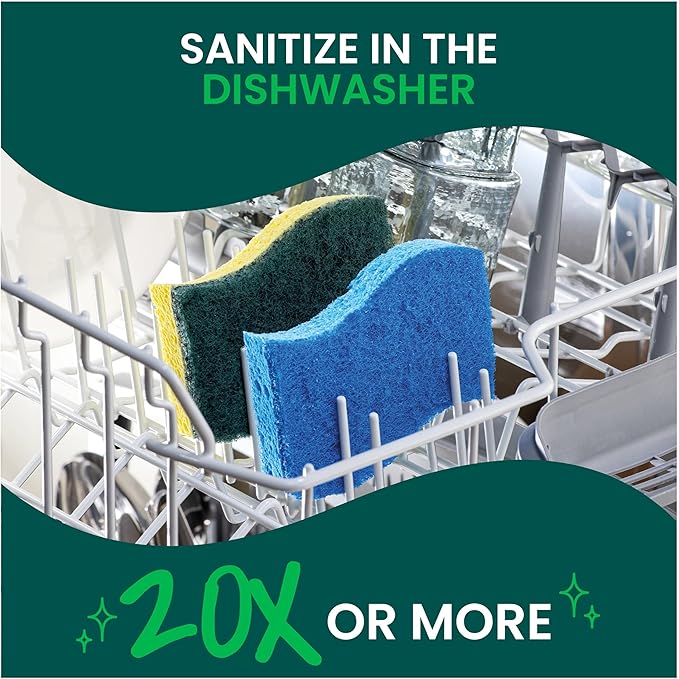 Scotch-Brite Zero Scratch Non-Scratch Scrub Sponges, Sponges for Cleaning Kitchen, Bathroom, and Household, non-scratch Sponges Safe for Non-Stick Cookware, 36 Scrubbing Sponges