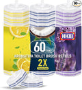 60Ct Aromative Toilet Brush Refills, Toilet Bowl Cleaner Refills, Double-Layer Cleaning Pads Added, Disposable Refill Heads for Toilet Bowl Cleaner Wands, Bulk （Patented）
