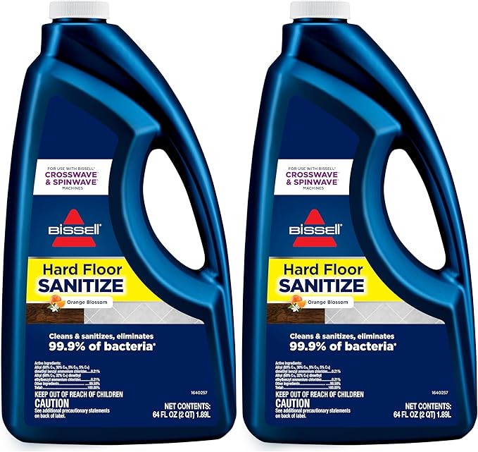 Bissell Hard Floor Sanitize Formula,25041,64 Fl Oz CrossWave & Spinwave,Use on Sealed Hard Floors,Orange Bloosom,(Pack of 2)