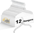 Quality Hangers 12 Pack Crystal Clear Plastic Hangers with Easy Swivel 360 Degree Hook Slim Crystal Coat Hangers 17 Inches (12, 17")