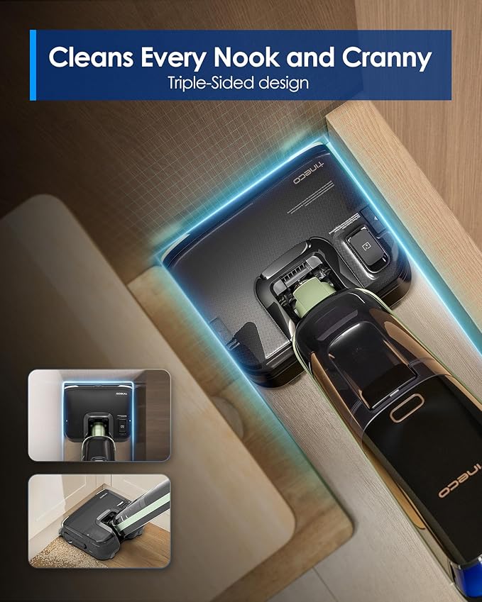 Tineco Floor ONE S7 Master Wet Dry Vacuum Cleaner, 23kPa Suction Vacuum Mop with DustReveal Green Headlight, 65 Min Runtime, 185°F Flashdry, 3.9inch Ultra-Slim Stretch Mop