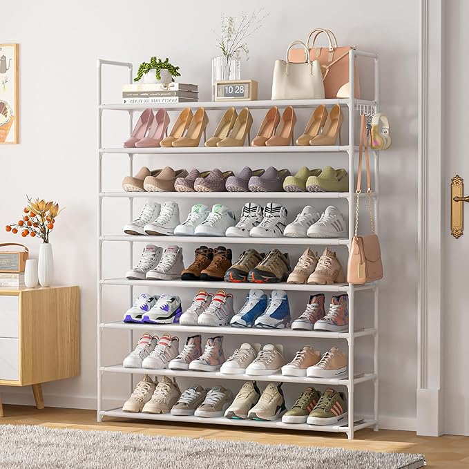 OYREL 8 Tier Shoe Rack Organizer Large Shoe Storage Rack for Closet Entryway Shoe Holder Space Saving Shoe Shelf Shoe Stand Tall Shoe Tower Metal Shoe Rack Holds up to 32-40 Pairs of Shoes