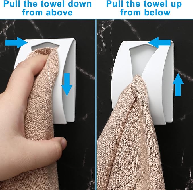 Boao 4 Pcs Self Adhesive Towel Hook Holder Grabber Stainless Steel Kitchen Dish Towel Hook Wall Mount Non Drilling Hangers Rack Hand Tea Holders for Bathroom Accesories Kitchen Gadgets(White)