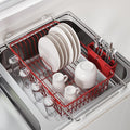 JASIWAY Red in Sink Dish Drying Rack, Expandable Stainless Steel Small Dish Rack Over Kitchen Sink, Plate Drainer Strainer with Cutlery Holder & Cup Holders, Counter Space Saving Wire Dryer Rack