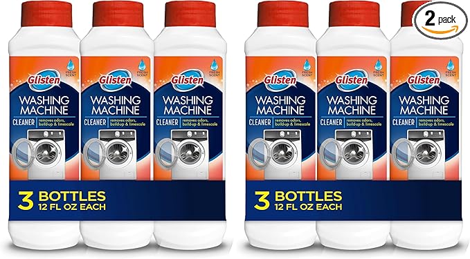 Glisten Washing Machine Cleaner, Helps Remove Odor, Buildup, and Limescale, Fresh Scent, Made in the USA, 12 Ounce Bottle, 3-Count, (Pack of 2)