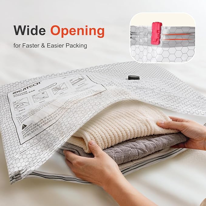 IDEATECH 18Pack Travel Vacuum Storage Bags with USB Pump,Carry-On Size Compression Packing Bags, Space Saver Reusable Vacuum Seal Bags for Clothing, Luggage & Home Storage, Family Long Trips-6S+6M+6L