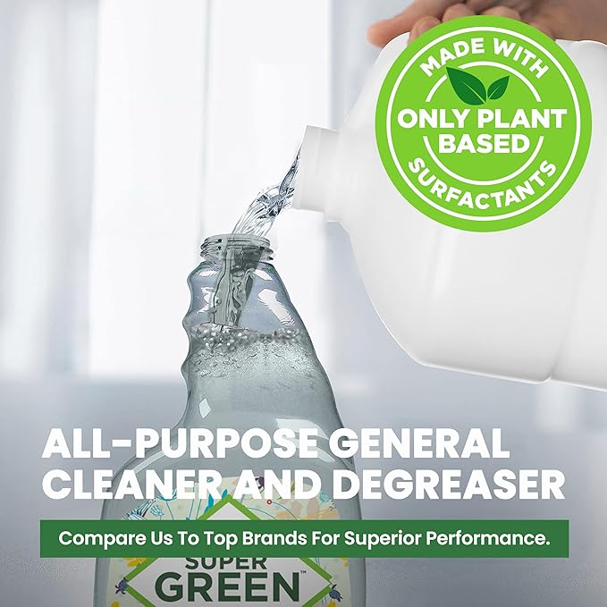 SuperGreen Powerful All-Purpose Cleaner and Degreaser | USDA Certified Bio-Based, Non-toxic, NO Ammonia or Phosphates, 32 fl oz 4-Pack (4)