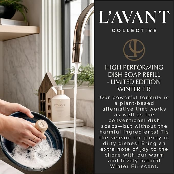 L'AVANT Collective High Performing Dish Soap Refill | Plant-Based Ingredients & High Performing Formula (32oz (Refill), Winter Fir)
