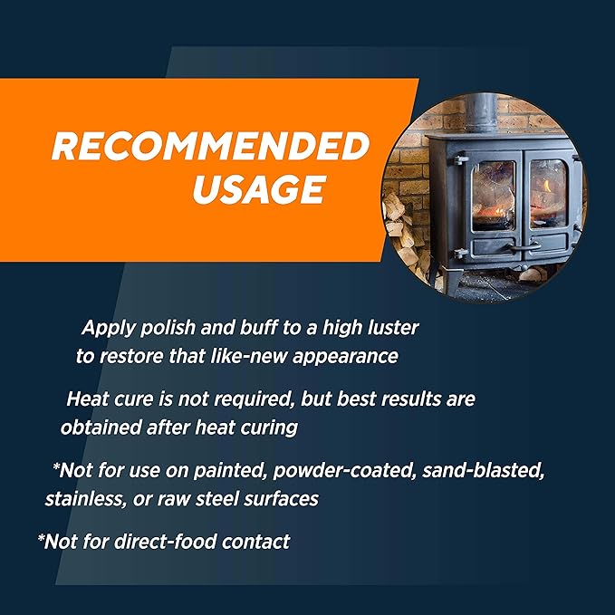 Rutland Liquid Stove and Grill Polish for Cast Iron and Steel - Restores Wood Stoves & Fireplace Grates, Made in USA, Black, 8 oz