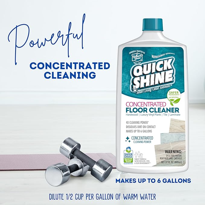 Quick Shine Multi Surface Concentrated Floor Cleaner 27oz Use on Hardwood, Laminate, Luxury Vinyl Plank LVT, Tile & Stone Dirt Dissolving & Powerful Cleaning Makes 27 Gallons