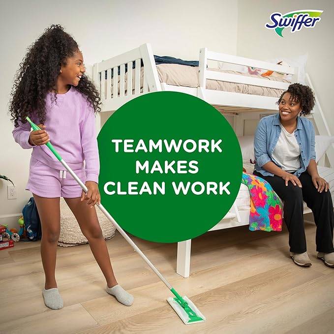 Swiffer Sweep + Mop, Dry Pads Refill, Floor Cleaner for Dirt, Dust, Hair, Cleaning Cloths for Mopping Home, Bathroom, Kitchen, Dust Mop, Floor Duster, Lavender, 52ct
