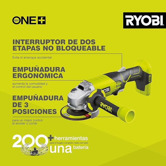 Ryobi 5133001903 R18AG-0 One+ Cordless Angle Grinder Angled