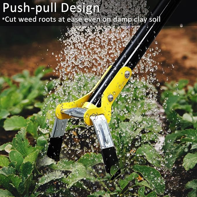 DonSail Hoe Garden Tool -Scuffle Garden Hoes for Weeding Gardening Long Handle Heavy Duty - Adjustable Weeding Loop Stirrup Hoe 30-61 Inch Black
