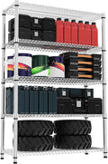 M MZG 5 Tiers Shelf Metal Storage Shelves 3300 lbs Steel Storage Shelving Utility Shelving Unit Steel Organizer Wire Rack for Home,Kitchen,Office,Garage Chrome 17.7" D x 47.2" W x 70.3" H