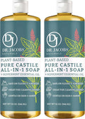 Dr. Jacobs Naturals Peppermint Castile All-in-One Cleaner and Soap - Plant-Based Formula for House Cleaning Floors and Appliances - Gentle on Skin and the Planet - 32 oz, 2 Pack