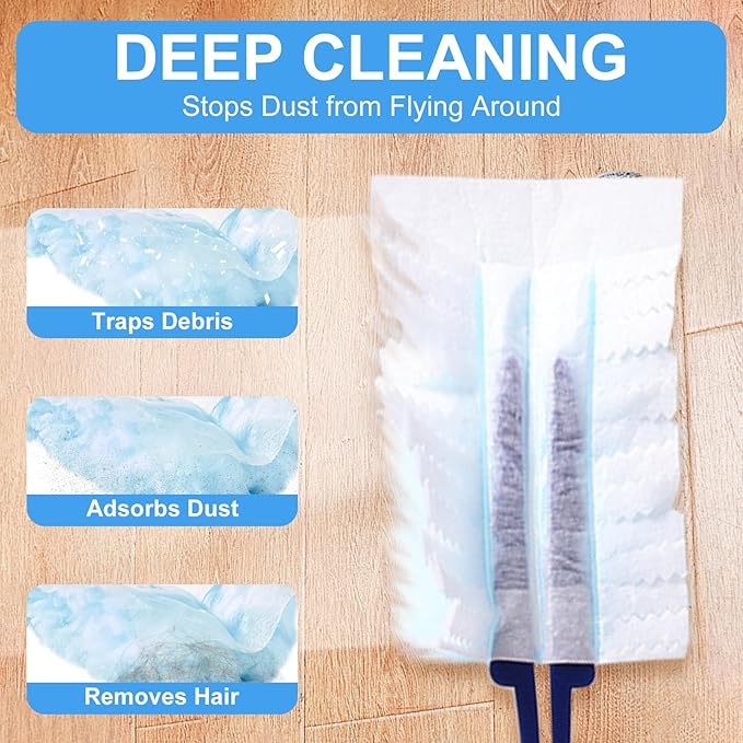 Duster Refills,Disposable dusting Brush Set Compatible with Swiffer Duster Refills for Furniture,Ceiling Fans, Electronics (Blue, 40 PCS)