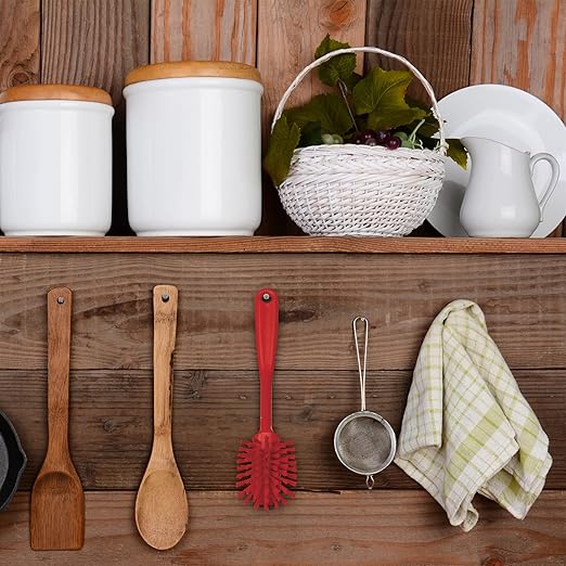 Vikan 42374 Brush,Dish,Scraping Edge,Medium,11",PP/PBT,Red