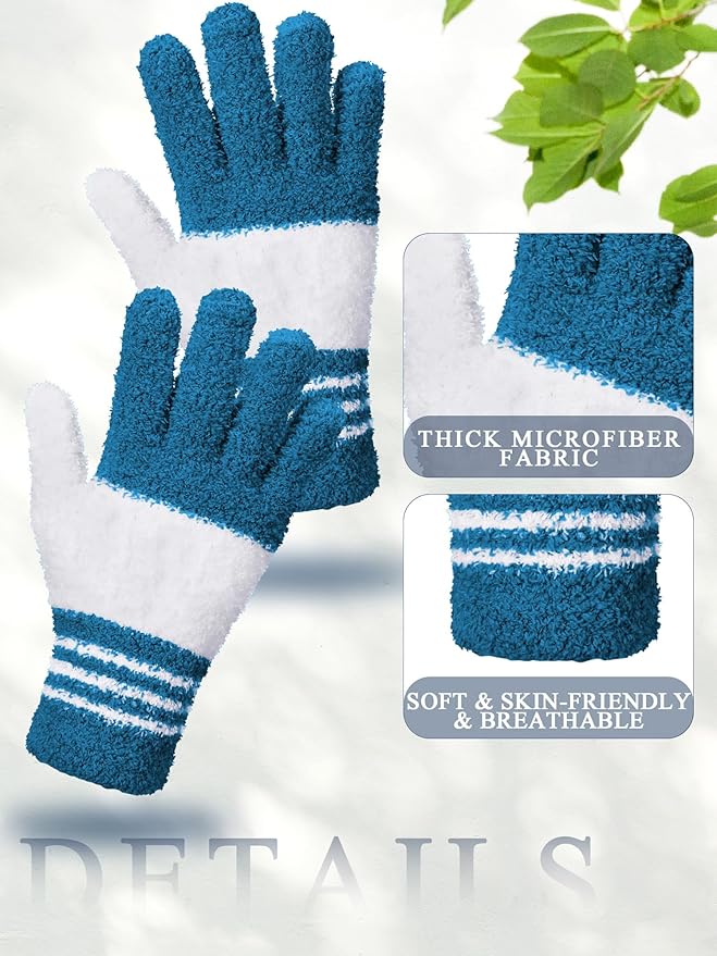 Patelai 3 Pairs Microfiber Plant Dusting Gloves Leaf Cleaning Gloves for Indoor Plants, Blinds, Furniture, House (Black,Dark Blue,Gray,Medium)