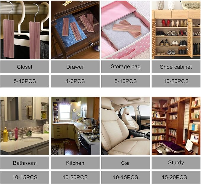 ACMETOP 15 Pack Cedar Hang Ups, 100% Natural Cedar Blocks for Clothes Storage, Aromatic Cedar Balls Hangers, Storage Accessories Closets & Drawers