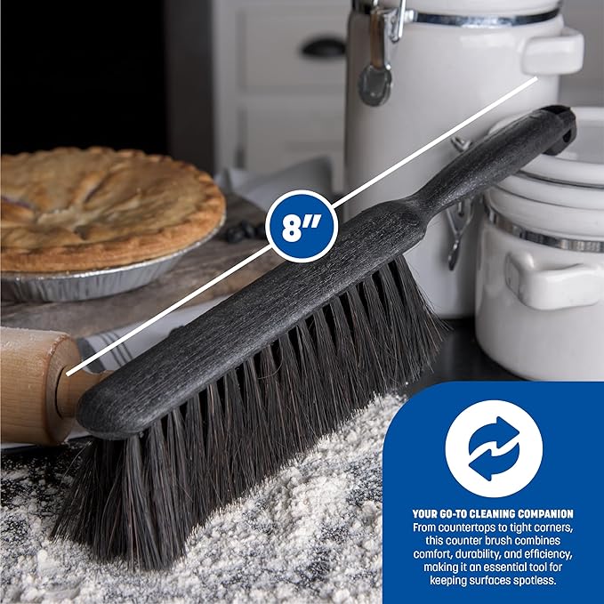 SPARTA 3622503 Flo-Pac Plastic Handle Counter Brush, Horsehair Blend Bristles, 2-1/2" Bristle Trim, 8" Length, Black (Pack of 3)