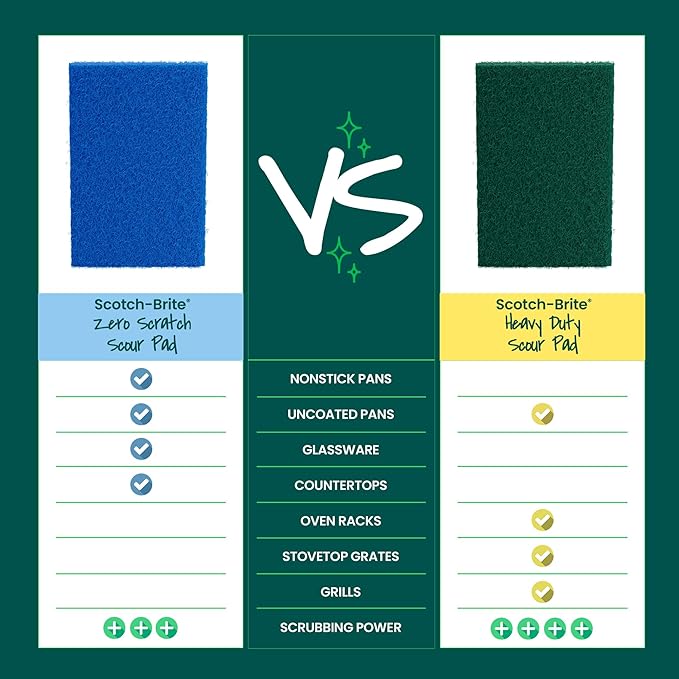 Scotch-Brite Zero Scratch Scour Pads, 6 in. x 3.8 in. (Blue) / 3-Pack