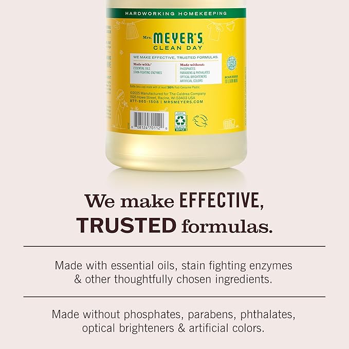 MRS. MEYER'S CLEAN DAY Laundry Detergent, Honeysuckle, 64 Fluid Ounce