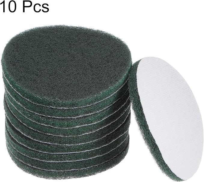 HARFINGTON 10pcs Drill Power Brush 5 inch Tile Scrubber Scouring Pads 400-600 Grit for Bathroom Kitchen Household Cleaning