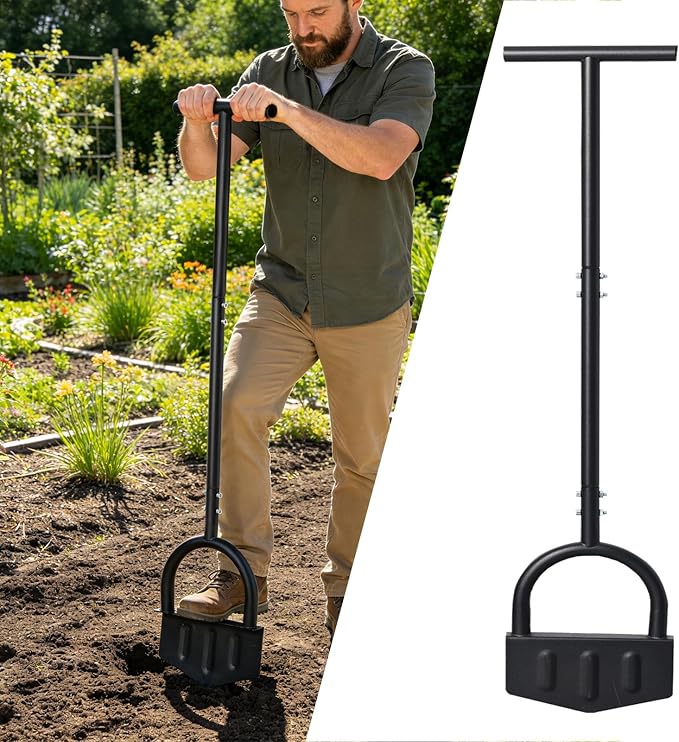 DIIG Manual Lawn Edger Tool with Long Handle, 8.5 Inch Steel Blade, Wide Foot Plate for Garden Edging, Lawn and Landscaping