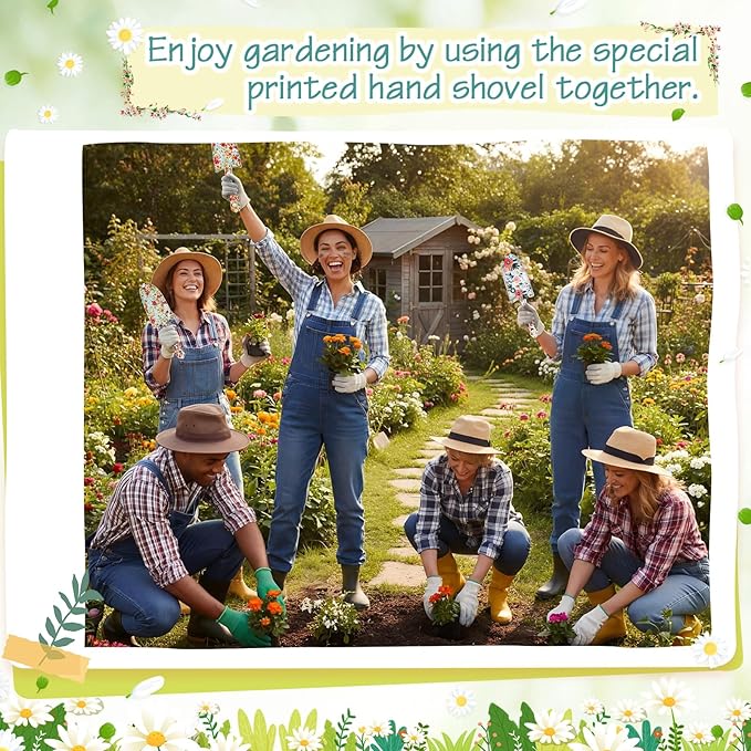 24 Pcs Floral Garden Shovels Bulk Gardening Gift for Women Heavy Duty Garden Tools Floral Hand Shovel for Mom Employees Birthday Thank You Gifts (Green Flowers)