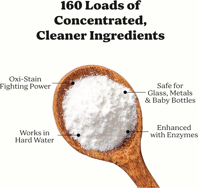 Pronounce Dishwasher Detergent Powder - Cleaner Ingredients, Fragrance Free - Ultra Concentrated, Cuts Grease and Grime, Dishwasher Pods Alternative (Residue-Free). (160 Loads, Unscented)