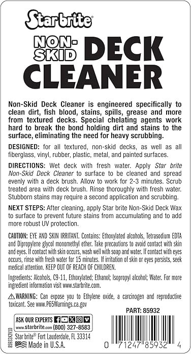 STAR BRITE Non-Skid Deck Cleaner & Protectant Ultimate Boat Deck Wash - Protects Against Future Stains & UV - Ideal for Fiberglass, Vinyl, Plastic, Painted & Metal Surfaces